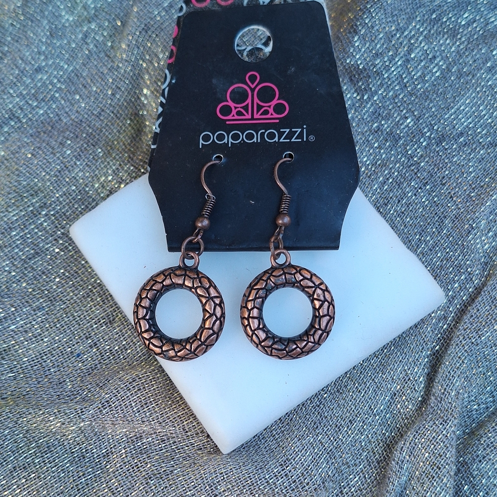 Paparazzi Textured Copper Earrings